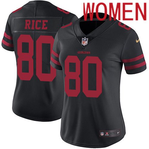 Women San Francisco 49ers #80 Jerry Rice Nike Black Vapor Limited NFL Jersey->women nfl jersey->Women Jersey